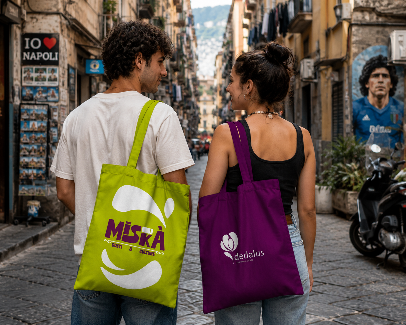 Shopper MISKIÀ del progetto sociale a Piazza Garibaldi Napoli